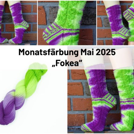 Lila- Neongrüne Socken - Handgefärbte Wolle - Farbularasa - Monatsfärbung