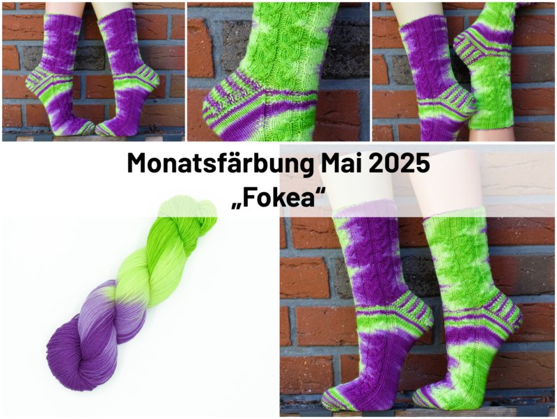 Lila- Neongrüne Socken - Handgefärbte Wolle - Farbularasa - Monatsfärbung