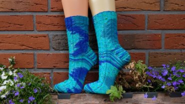 Blau-Türkise Socken - Handgefärbte Wolle - Farbularasa - Monatsfärbung