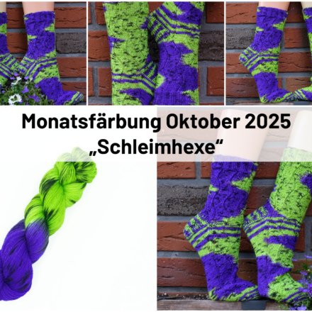Grün Lila Socken - Handgefärbte Wolle - Farbularasa - Monatsfärbung