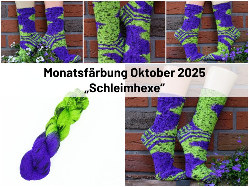 Grün Lila Socken - Handgefärbte Wolle - Farbularasa - Monatsfärbung