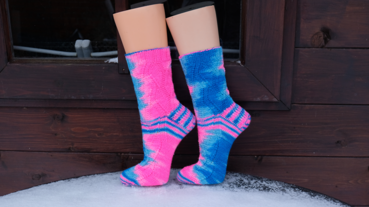 Pink blaue Socken