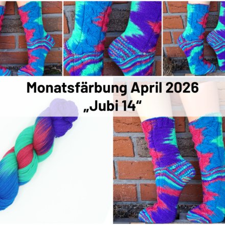 Lila pink, mint, blaue Socken, Jubi 14