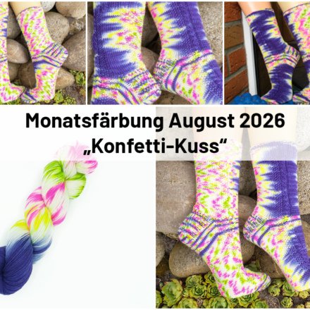 Lila-weiße Socken mit neon Farbkleksen