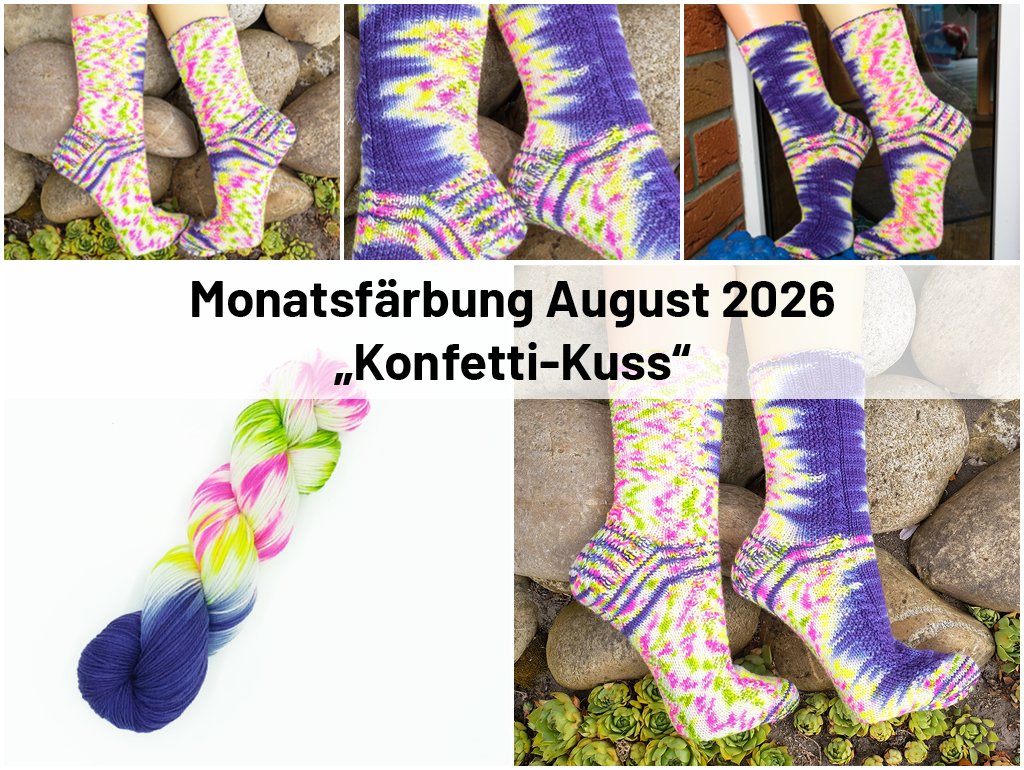 Lila-weiße Socken mit neon Farbkleksen