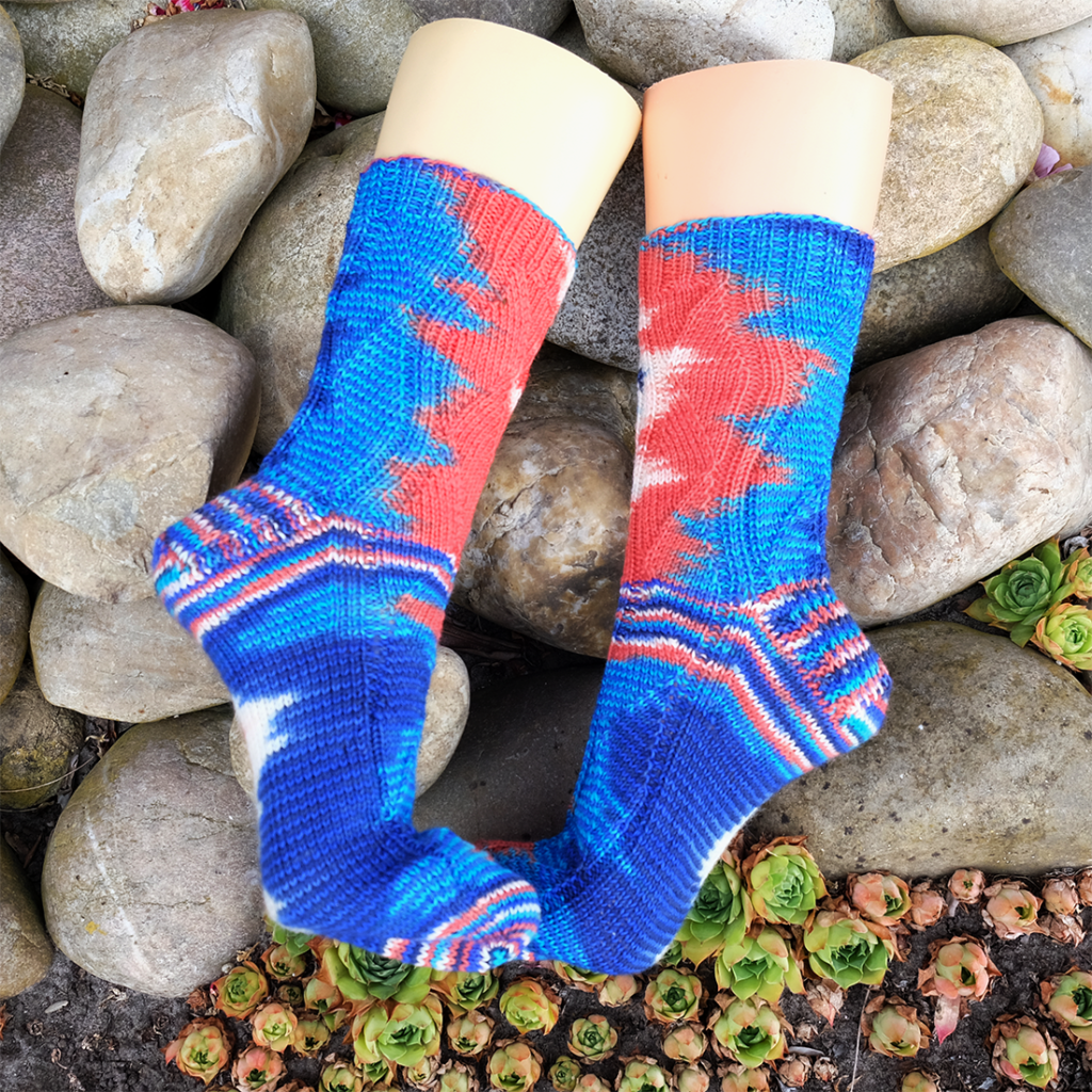 Blau-rot-weiße Socken